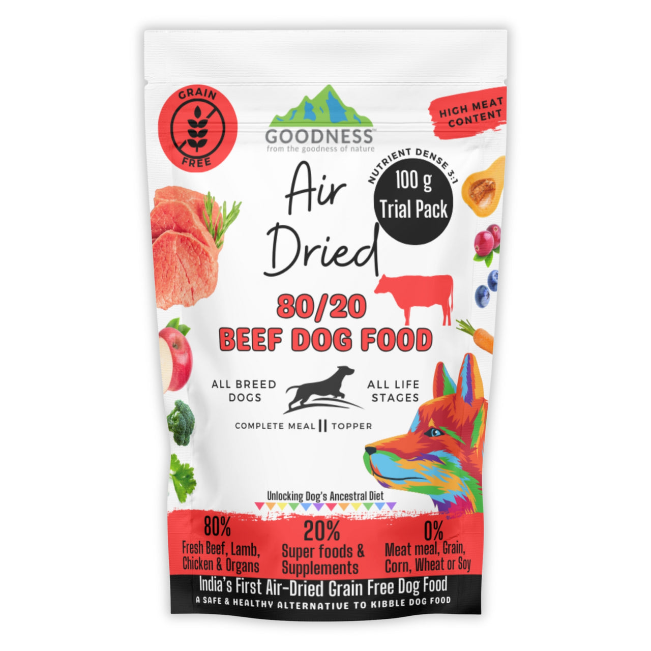 80/20 Beef Air Dried Dog Food - Grain Free, Natural, High Protein & Fat, All Breeds & All Life Stages