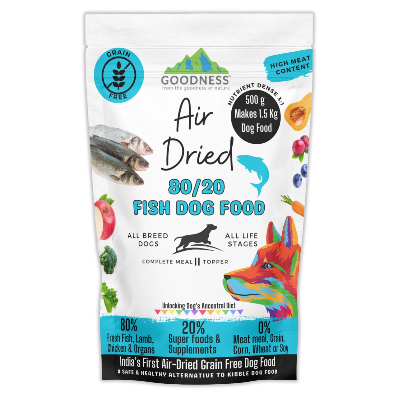 Goodness 80 20 Fish Air Dried Dog Food Grain Free All Life Stages